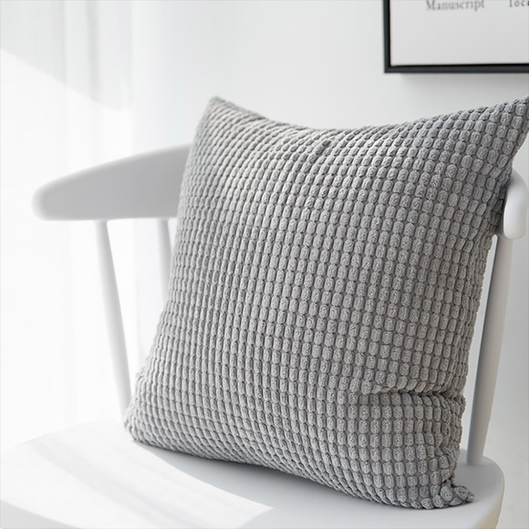 Textured Corduroy-Inspired Throw Pillow Cover – 18" x 18", Soft Waffle Weave - Picture 6 of 7